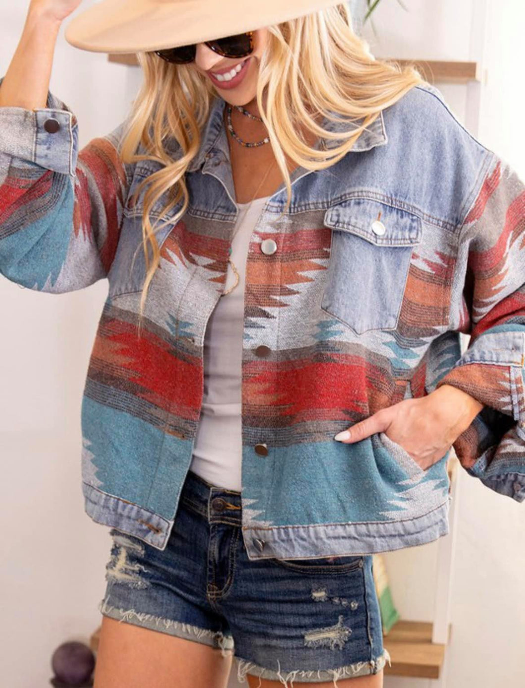 Kasey aztec denim jacket *SALE